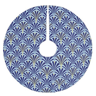 Art Deco fläkt mönster - kobolt och himlar blå Julgransmatta Borstad Polyester