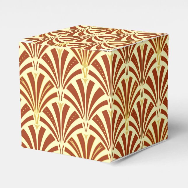 Art Deco fläkt mönster - koppar på gult Presentaskar (Framsidan Sidan)