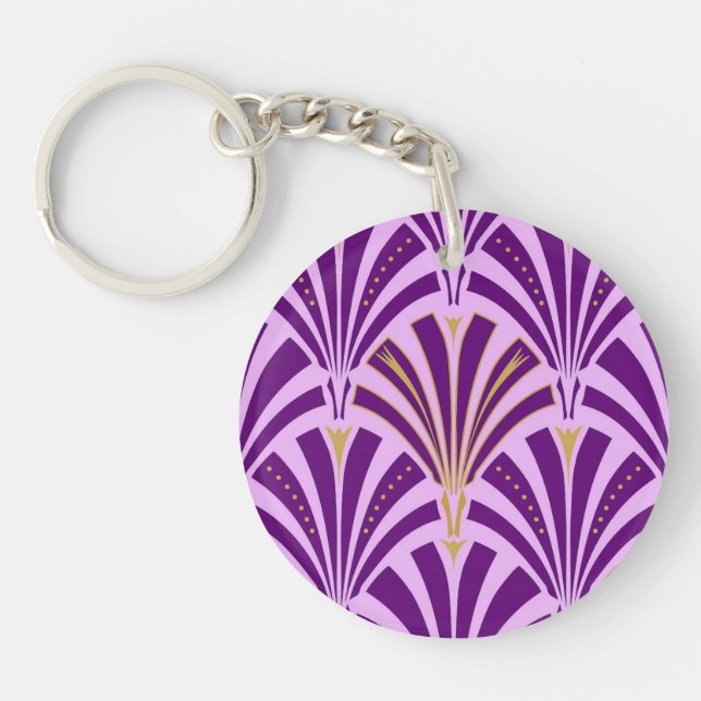 Art Deco fläkt mönster - lila och orkidé (Framsidan)