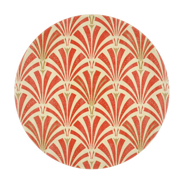 Art Deco fläkt mönster - mandarinorangen (Framsidan)