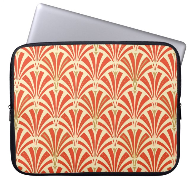 Art Deco fläkt mönster - mandarinorangen Laptop Fodral (Framsidan)