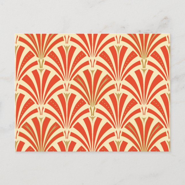 Art Deco fläkt mönster - mandarinorangen Vykort (Framsida)