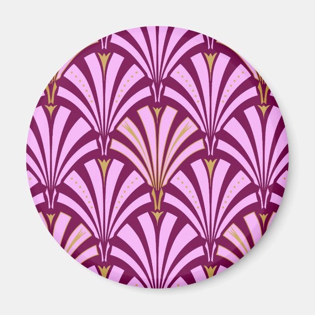 Art Deco fläkt mönster - orkidé och lila Magnet (Framsidan)
