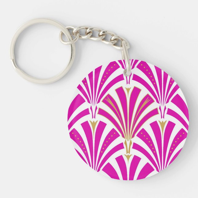 Art Deco fläkt mönster - pepparmynts rosa (Framsidan)