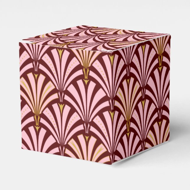 Art Deco fläkt mönster - rosa och burgundi Presentaskar (Framsidan Sidan)