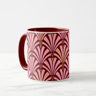 Art Deco fläkt mönster - rosa och sjön Mugg