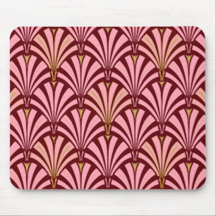 Art Deco fläkt mönster - rosa och sjön Musmatta