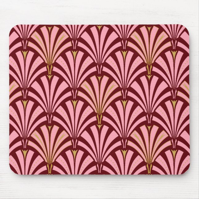 Art Deco fläkt mönster - rosa och sjön Musmatta (Framsidan)