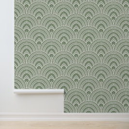 Art Deco Fläkt Mönster Sage Grönt