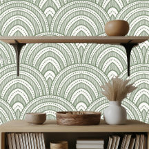 Art Deco Fläkt Mönster Sage Grönt