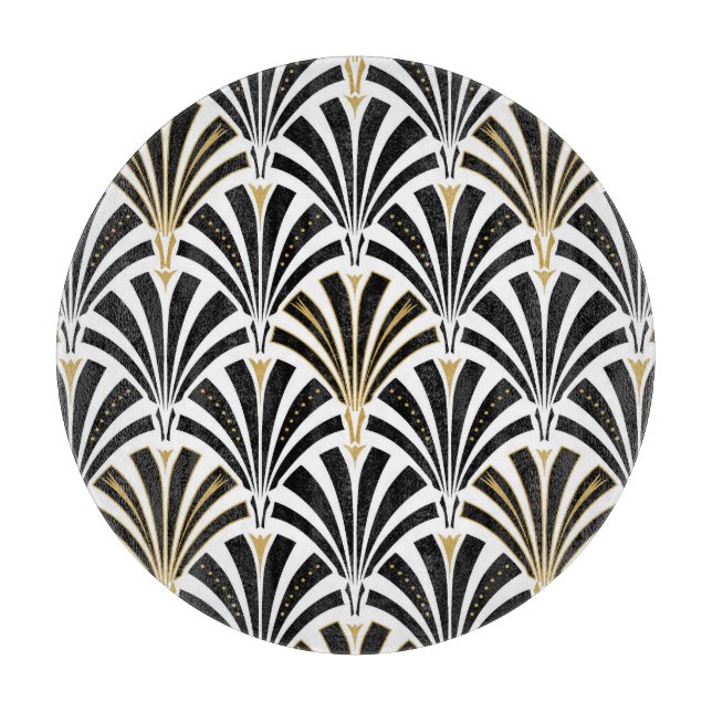 Art Deco fläkt mönster - svartvitt (Framsidan)