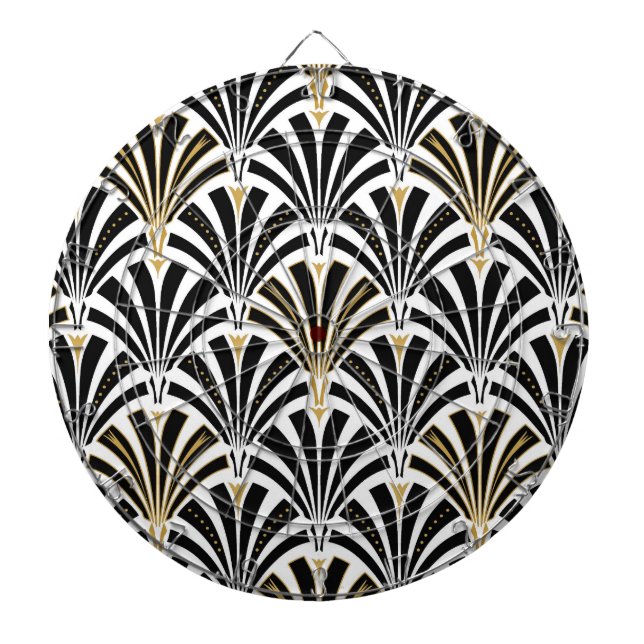 Art Deco fläkt mönster - svartvitt Piltavla (Framsidan)