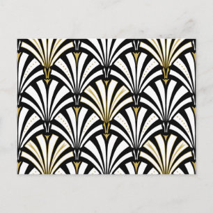 Art Deco fläkt mönster - svartvitt Vykort