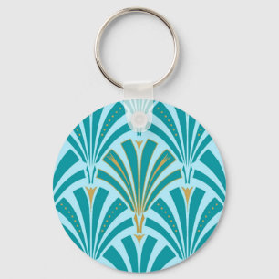 Art Deco fläkt mönster - turkos på aqua Nyckelring