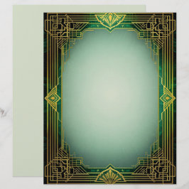 Art Deco-fläkt ram på grönt brevpapper