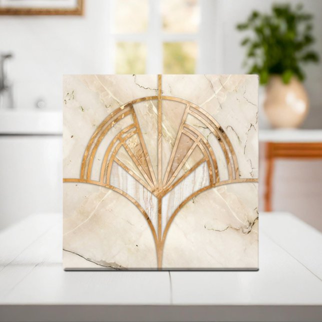 Art Deco Fläkt Snäcka - Travertine Marble Kakelplatta (Skapare uppladdad)