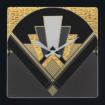 Art Deco Fläkt Stil (Guld) Fyrkantig Klocka<br><div class="desc">Jag använder en design som jag redan har på artiklar i min butik för en väggklocka. Denna Ikoniska fläkt stil är mycket konst deco och den här väggklockan skulle verkligen stå på en ren vägg. (se Bild). Detta skulle till och med kunna ges som en gåva till Art Deco älskare...</div>