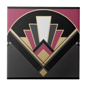 Art Deco Fläkt Stil (Rosa) Kakelplatta