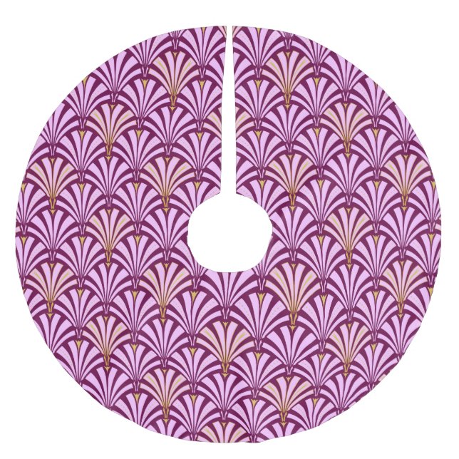 Art Deco fläktmönster - orkidé och lila Julgransmatta Borstad Polyester (Framsidan)
