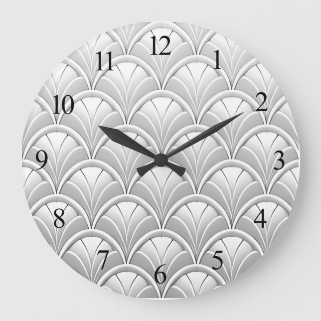 Art Deco fläktsmönster Stor Klocka (Framsida)