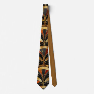 Art Deco-fläktsmotiv i svart, guld och djuprött Slips