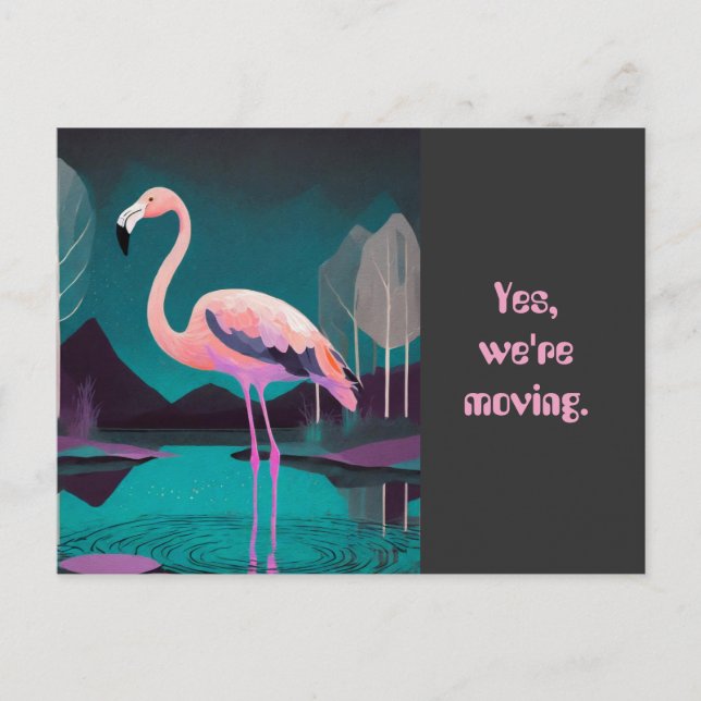 ART DECO FLAMINGO FÖRÄNDRING AV POSTCARD ADRESS VYKORT (Framsida)