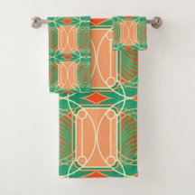 Art Deco Flamingo Rosa och Aqua Towels