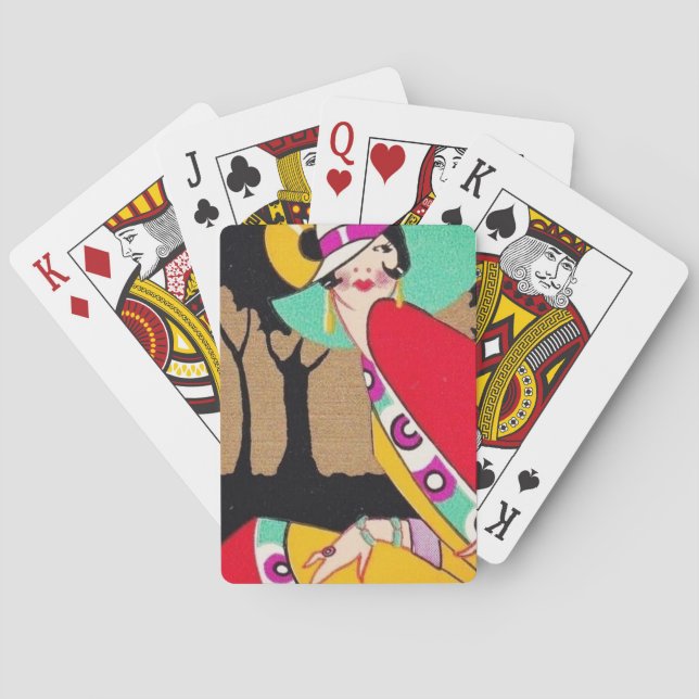 Art Deco Flapper Casinokort (Baksidan)