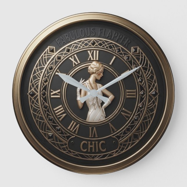 Art Deco Flapper Chic Stor Klocka (Framsida)