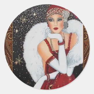 Art Deco Flapper Flicka Klistermärke