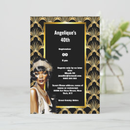 Art deco Flapper-flickor 1920-talet melanin Inbjudningar