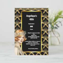 Art deco Flapper-flickorna 1920: 20-årsjubileum rö Inbjudningar