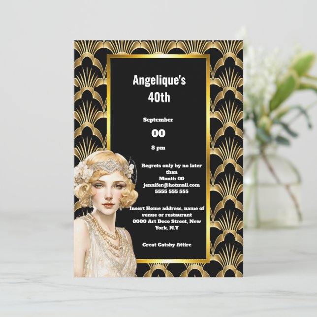 Art deco Flapper-flickorna 1920: 20:e invigningsti Inbjudningar (Stående Fram)