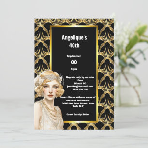 Art deco Flapper-flickorna 1920: 20:e invigningsti Inbjudningar