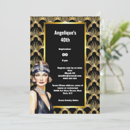 Art deco Flapper-flickorna 1920's twenties brunett Inbjudningar