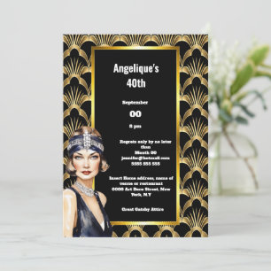 Art deco Flapper-flickorna 1920's twenties brunett Inbjudningar