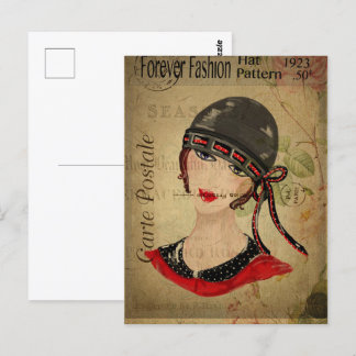 Art Deco Flapper Girl Vykort