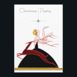 Art Deco Flapper och hjort julfest Inbjudningar<br><div class="desc">Antika konst deco flapper och hjort personliga anpassade julfest firande inbjudningar. En vacker gammal konst deco illustration med en glamourös 1920/1930-tals flapper i en stilig svart klänning som tittar på en stjärna ovanför henne. Det finns en elegant hoppande röd hjort med horn i förgrunden. Klassiska, snygga, enkla, romantiska, feminina, klassiska,...</div>