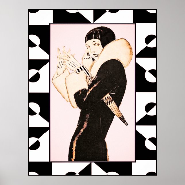 Art Deco Flapper (Rene Vincent 1920/30-talet) Poster (Framsidan)