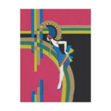 Art Deco Flapper-vykort