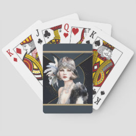 Art Deco Flapperflicka Casinokort