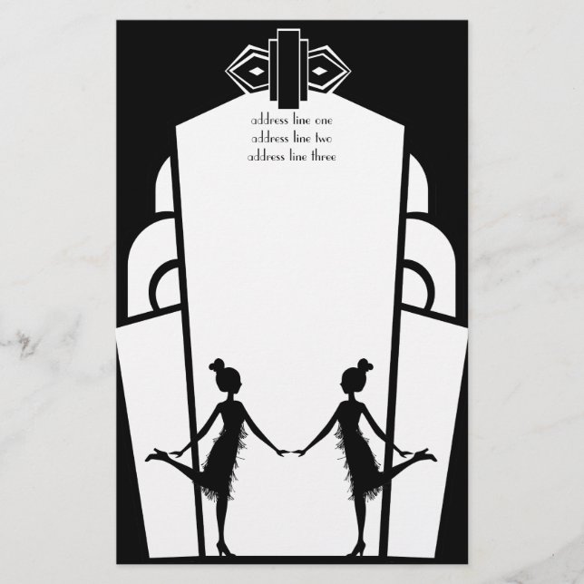 Art -Deco Flappers Brevpapper (Framsida)