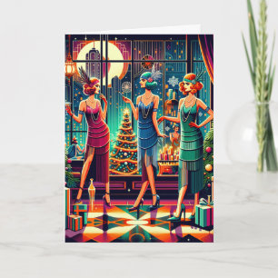 Art Deco Flappers jul Kort