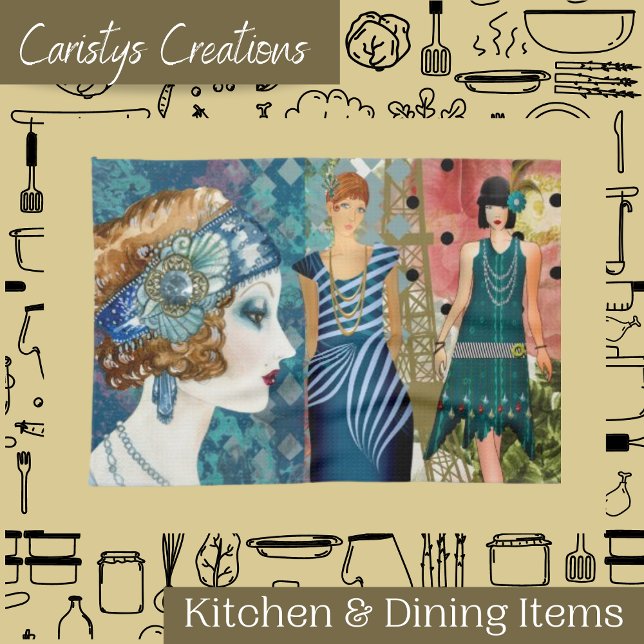 Art Deco Flappers Kökshandduk (Skapare uppladdad)