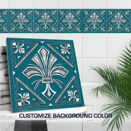 Art Deco Fleur-de-lis - Pearl Kakelplatta