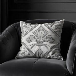 Art Deco Fleur-de-lis white marble Kudde