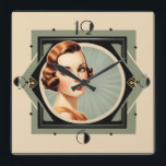 Art Deco-flicka Fyrkantig Klocka<br><div class="desc">Underbar klockdesign. Du kommer att göra det som andra. Du kan gärna använda den här designen för andra produkter som du gillar eller anpassa och lägga till texten. Följ mig för mer. Tack. Ha en trevlig dag.</div>