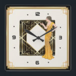 Art Deco-flicka Fyrkantig Klocka<br><div class="desc">Storartad urtavla. Du kommer att älska den precis som andra. Använd gärna denna design för andra produkter du vill ha eller för att anpassa och lägga till din text. Följ mig för mer. Tack. Ha en trevlig dag.</div>