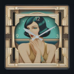 Art Deco-flicka Fyrkantig Klocka<br><div class="desc">Underbar klockdesign. Du kommer att kärlek det som andra. Du kan fritt använda den här designen för andra produkter som du gillar eller anpassa och lägga till texten. Följ mig för mer. Tack. Ha en trevlig dag.</div>