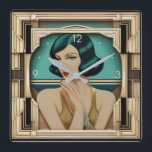 Art Deco-flicka Fyrkantig Klocka<br><div class="desc">Underbar klockdesign. Du kommer att kärlek det som andra. Du kan fritt använda den här designen för andra produkter som du gillar eller anpassa och lägga till texten. Följ mig för mer. Tack. Ha en trevlig dag.</div>